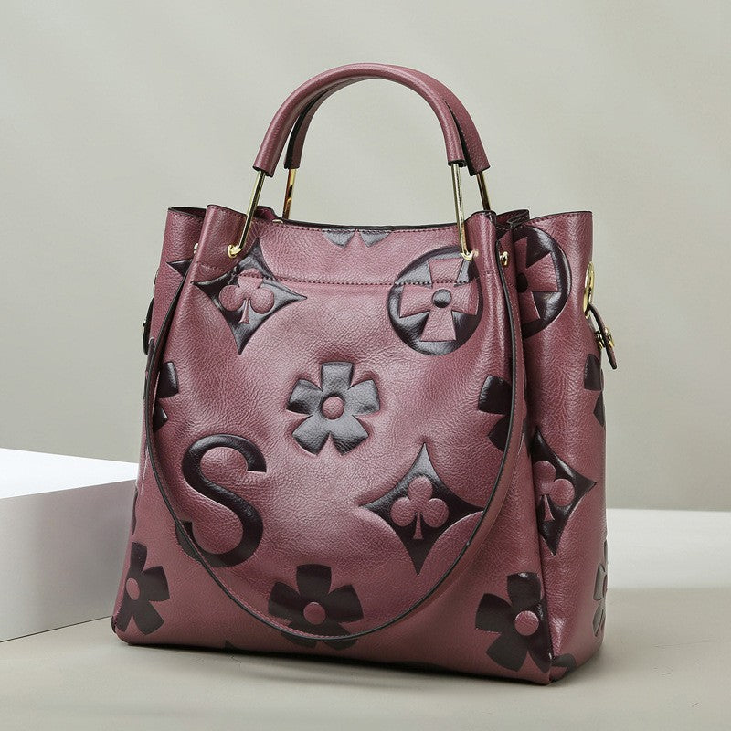 2025 Bags women's New hot-selling new bucket bags, high-end fashion embossed handbags, large-capacity mother and child shoulder bags