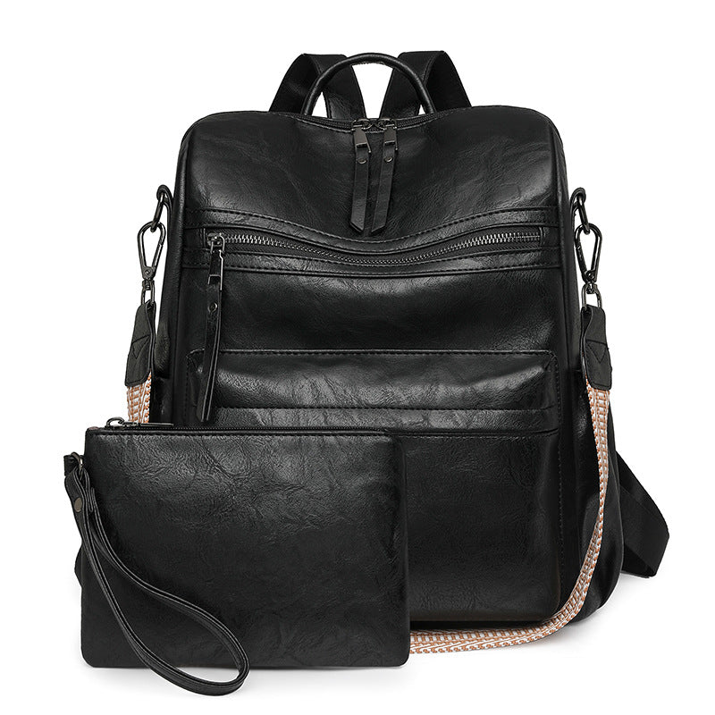 2025 New retro bag women's large capacity backpack multi-functional women's backpack PUbags women's bag set wholesale