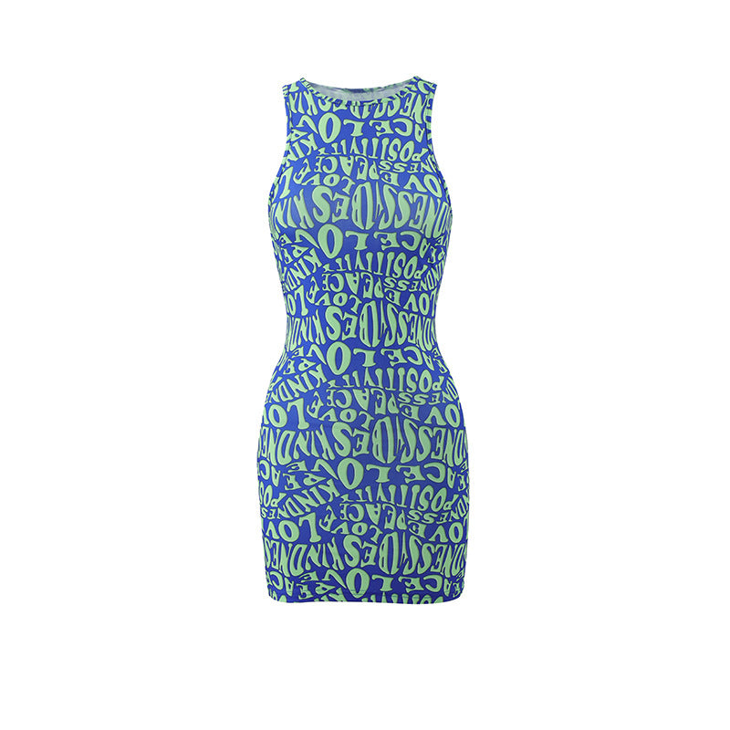 SIXSR 2025 women's clothing wholesale, Popular, , sexy summer ins letter printing round neck sleeveless hip-wrapped short skirt, one piece is sent on behalf of others.