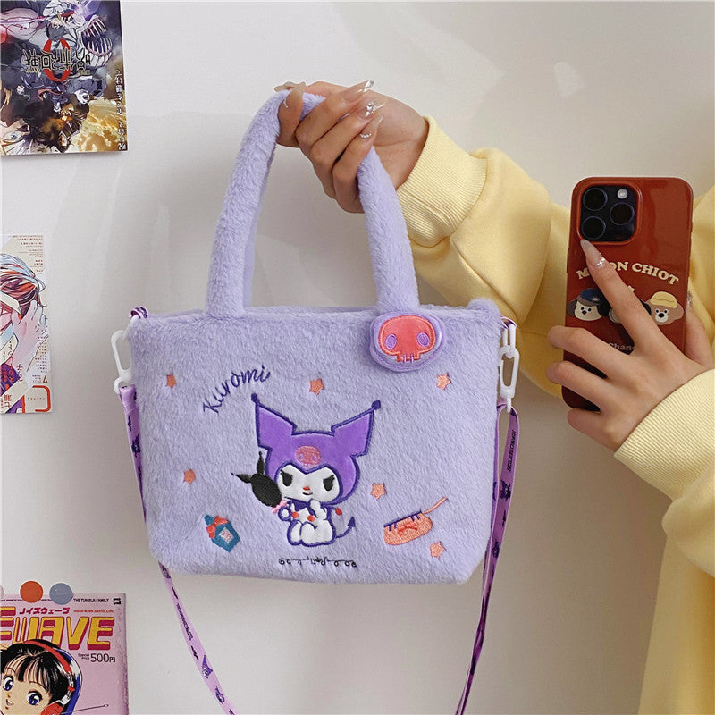 SIXSR 2025 Japanese cute plush doll bag, plush bag, soft girl heart, handbag, shoulder messenger bag, women's bag, grab machine bag.