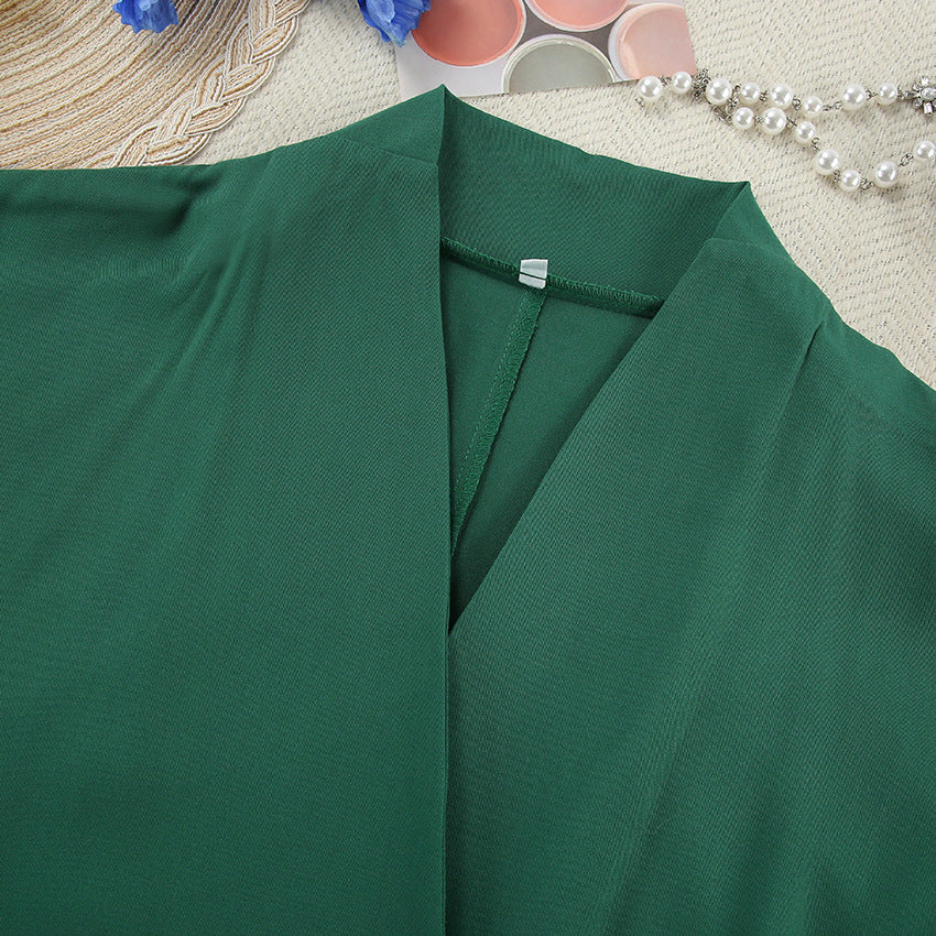 SIXSR 2025 Cross-border autumn cardigan long-sleeved green cotton women's loungewear casual and comfortable hotel nightgown bathrobe