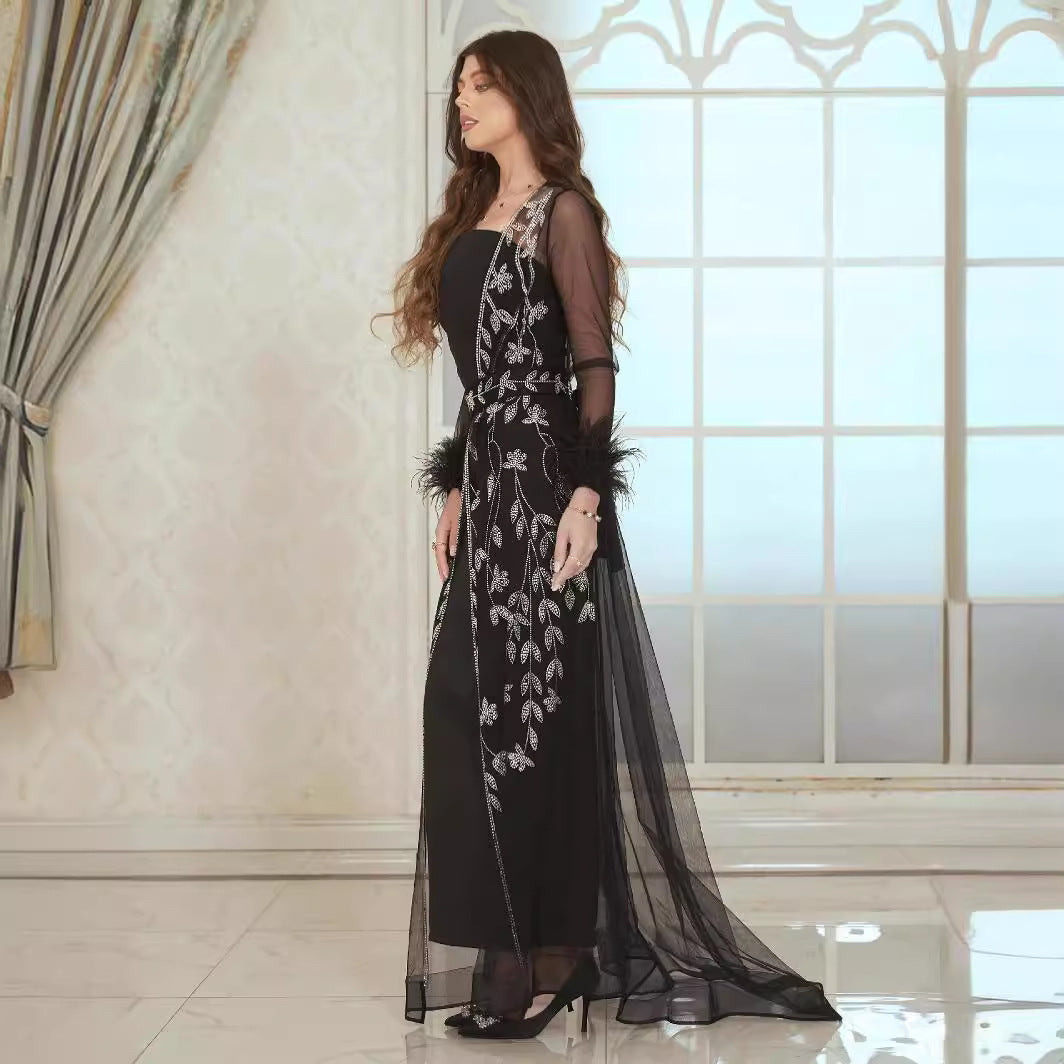 2025 popular spring and summer new New Popular trade women's clothing independent station ebay middle east hot diamond kaftan robe dress
