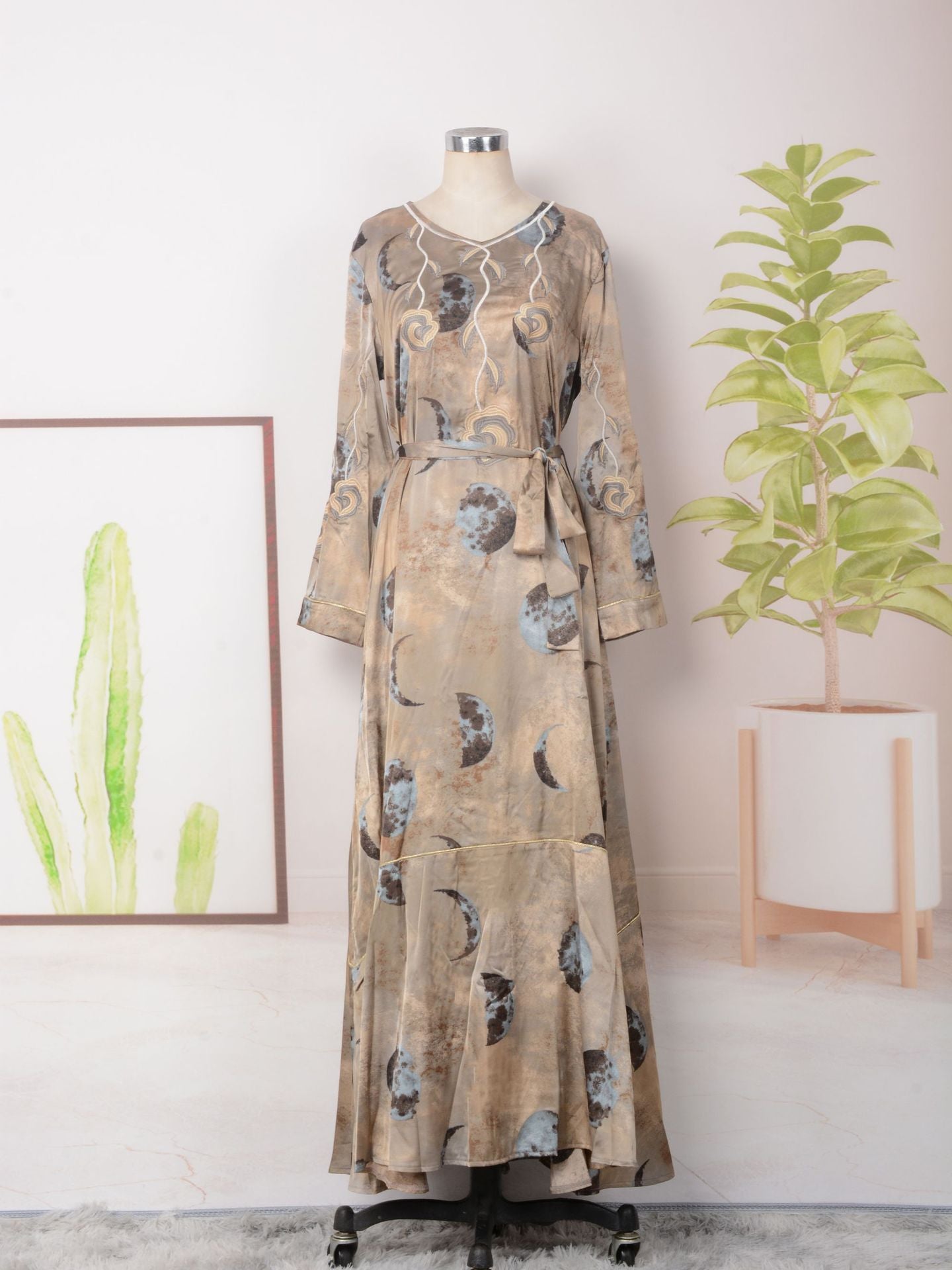 MT145 Middle East Arabian elegant long dress Popular trade fashion explosion women's long-sleeved dress