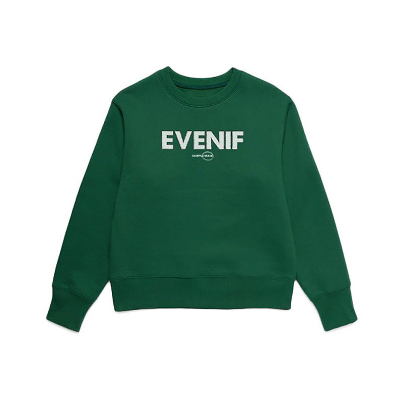 Contrasting color letter printing sweater women's autumn and winter new n retro jumper loose casual crew neck long-sleeved top