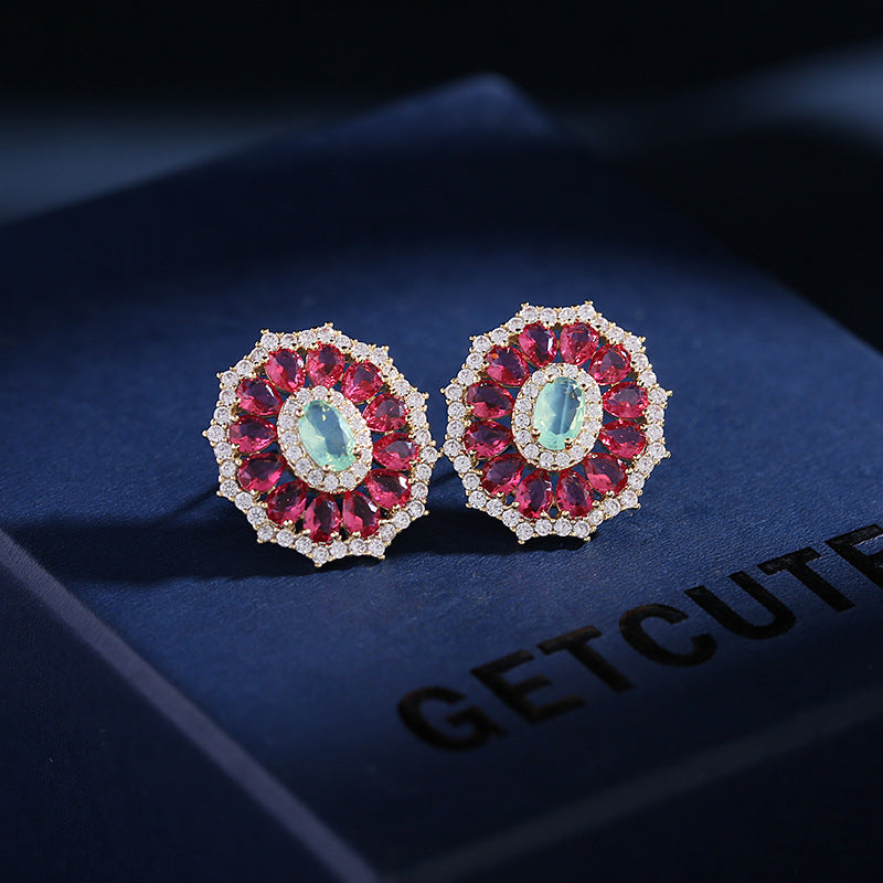 2025 Japan and Korea fashion new earrings wholesale s925 silver needle zircon inlaid earrings niche design simple round stud earrings