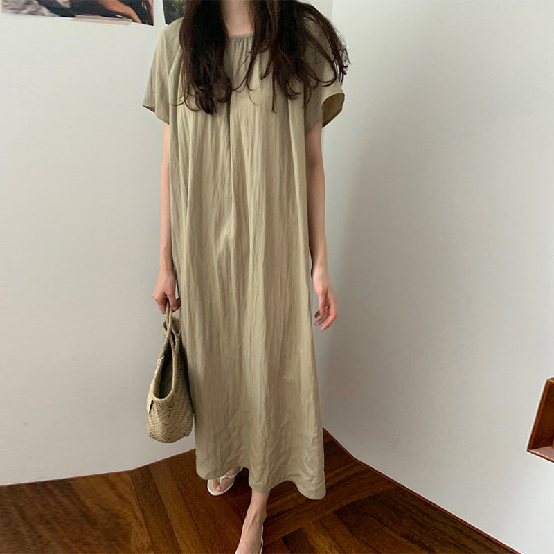 New dress in summer , Korean ins style casual home loose short-sleeved vacation medium and long skirt