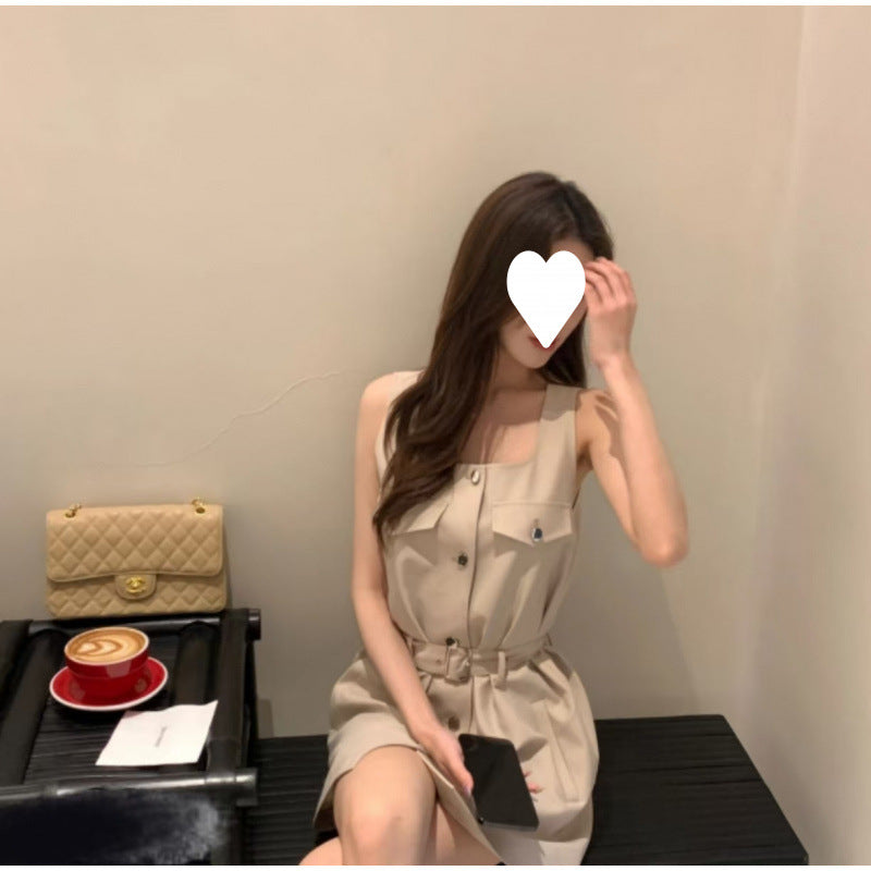 2025 high-end tooling vest dress summer new small temperament sleeveless shirt skirt