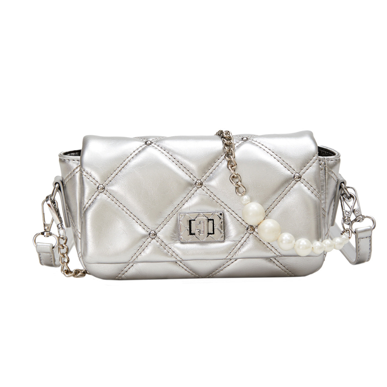 SIXSR 2025 Rhombus chain underarm bag women's popular new fashion niche design beaded versatile single shoulder crossbody small square bag