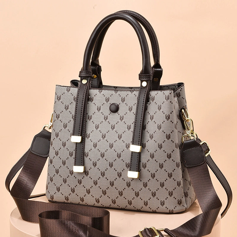 Bag women's 2022 new high-end women's bag atmospheric handbag retro printing versatile shoulder messenger bag big bag tide