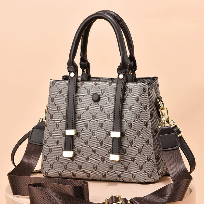 Bag women's 2022 new high-end women's bag atmospheric handbag retro printing versatile shoulder messenger bag big bag tide