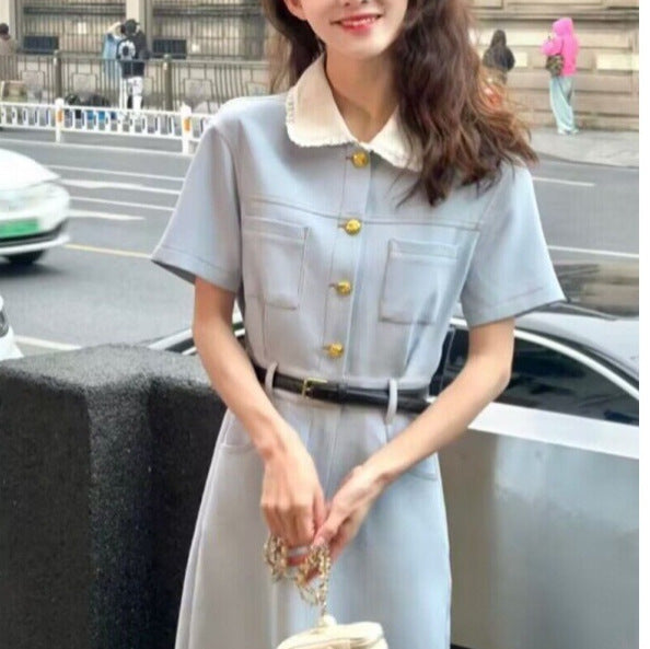2025 Summer new salt wear with slightly fat and thin meat-covering Platycodon fragrant floral dress suit for women
