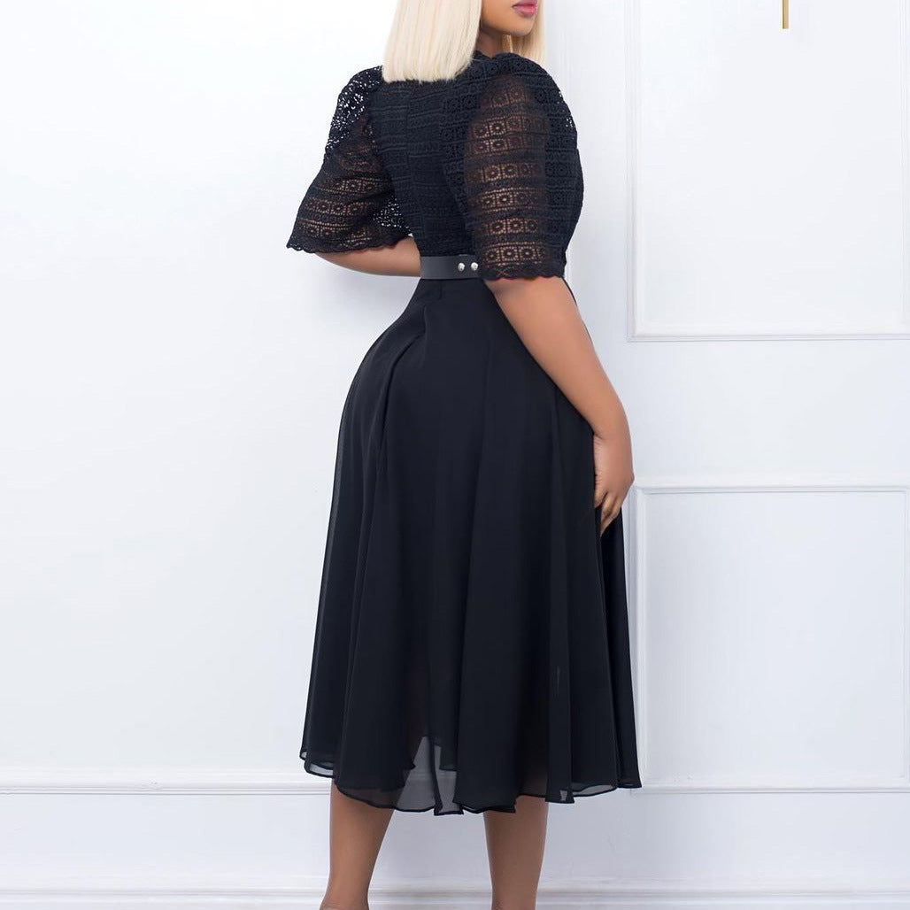SIXSR D280 Free Belt popular Cross-border New 2025 Fashion Splicing Chiffon Bead Celebrity African Hot Trade Dress