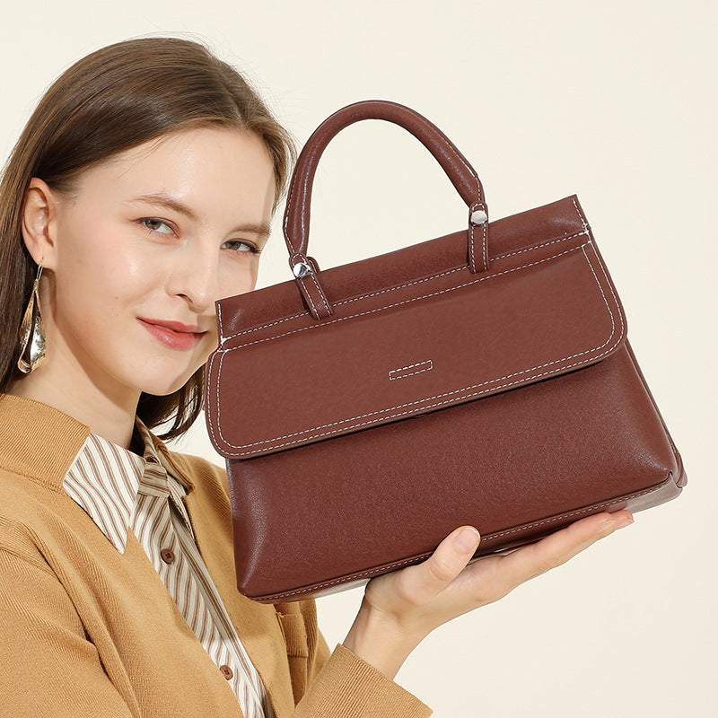 popular new leather women's bag handbag commuting Popular style soft cowhide large capacity autumn and winter messenger shoulder bag genuine leather