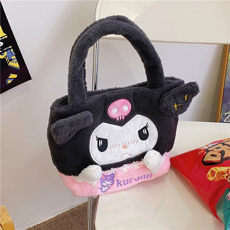 SIXSR 2025 Japanese ins cartoon plush handbag doll bag student bento bag fluffy women's bag grab machine gift