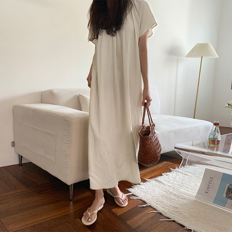 New dress in summer , Korean ins style casual home loose short-sleeved vacation medium and long skirt