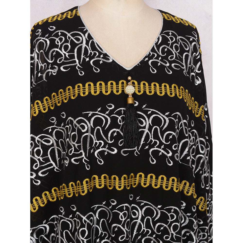 women's clothing Muslim fashion fried street bat sleeve robe New Popular trade embroidery Middle Eastern clothing dress women