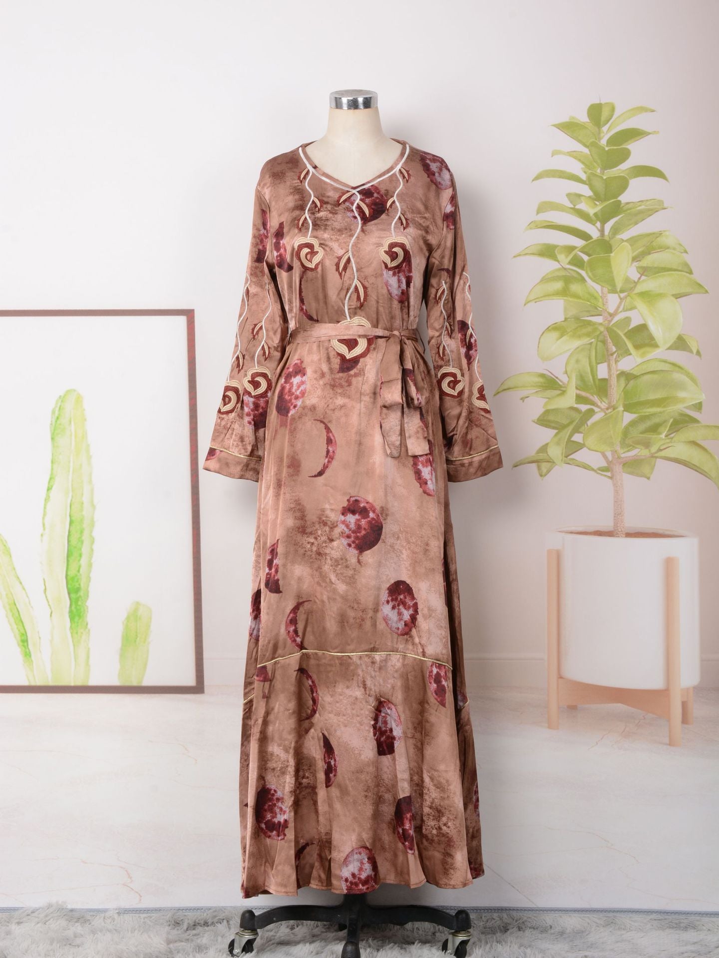 MT145 Middle East Arabian elegant long dress Popular trade fashion explosion women's long-sleeved dress