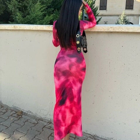 SIXSR 2025 2023 Popular trade elegance temperament autumn new fashion tight long-sleeved long dress dress