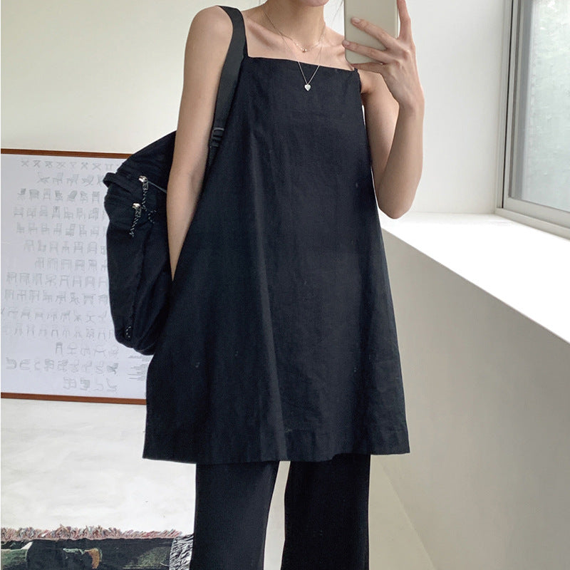 Suspender skirt Korean version women's clothing summer short sleeveless vest dress comfortable outer wear versatile solid color inner skirt