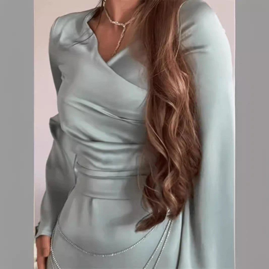 2025 popular spring and summer new New Popular trade women's clothing independent station ebay middle east kaftan diamond chain evening dress