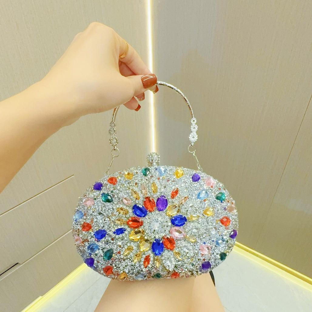 SIXSR 2025 New New party banquet bag handbag diamond-encrusted small bag female fashion celebrity handbag oblique span dinner bag