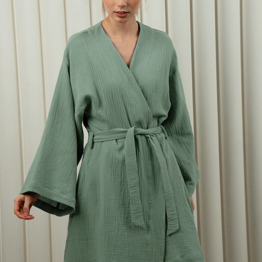 SIXSR 2025 New autumn hotel cardigan absorbent nightgown solid color cotton loose comfortable soft women's loungewear