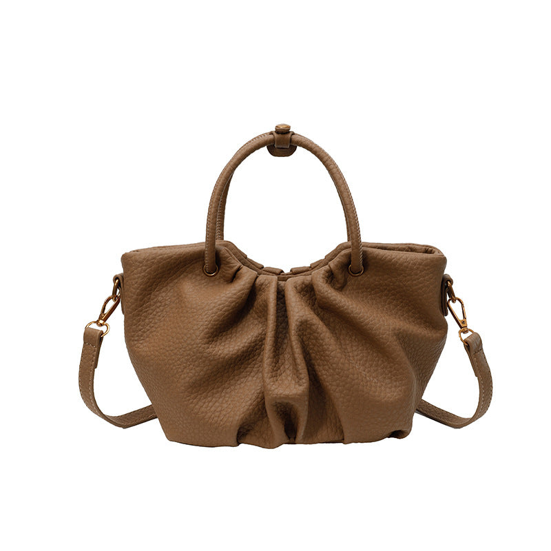 2025 2025 fashion new pleated portable women's bag casual versatile shoulder oblique span bag PU leather soft leather textured bags