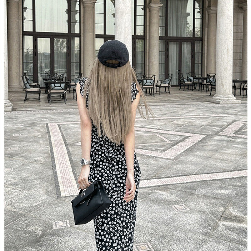2025 summer sweet lady strap casual sleeveless dress female summer fairy ruffle floral skirt