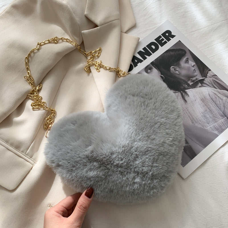 SIXSR 2025 Autumn and winter bag new Korean version Japanese love wool bag soft sister plush women's bag shoulder messenger bag small bag