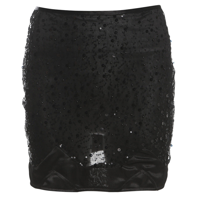 2025 style popular autumn new women's clothing sequined feather decoration tight dress waist hip skirt