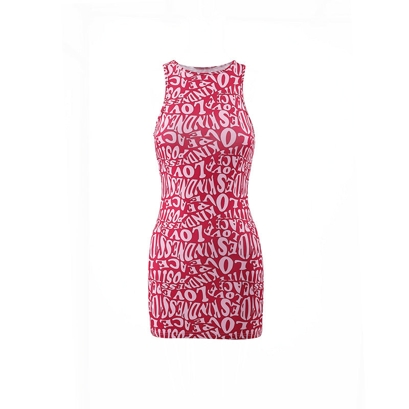 SIXSR 2025 women's clothing wholesale, Popular, , sexy summer ins letter printing round neck sleeveless hip-wrapped short skirt, one piece is sent on behalf of others.
