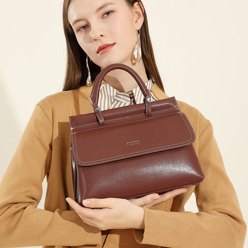 popular new leather women's bag handbag commuting Popular style soft cowhide large capacity autumn and winter messenger shoulder bag genuine leather