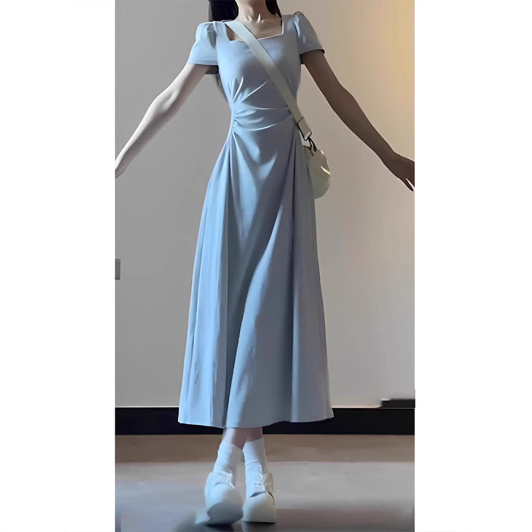 2025 Gentle small temperament waist thin dress women's summer dress seaside vacation style high-end long skirt