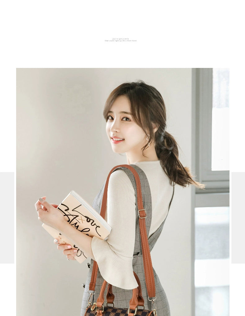 new trendy fashion retro fashion mini Boston bag handbag women's printed shoulder diagonal span bag