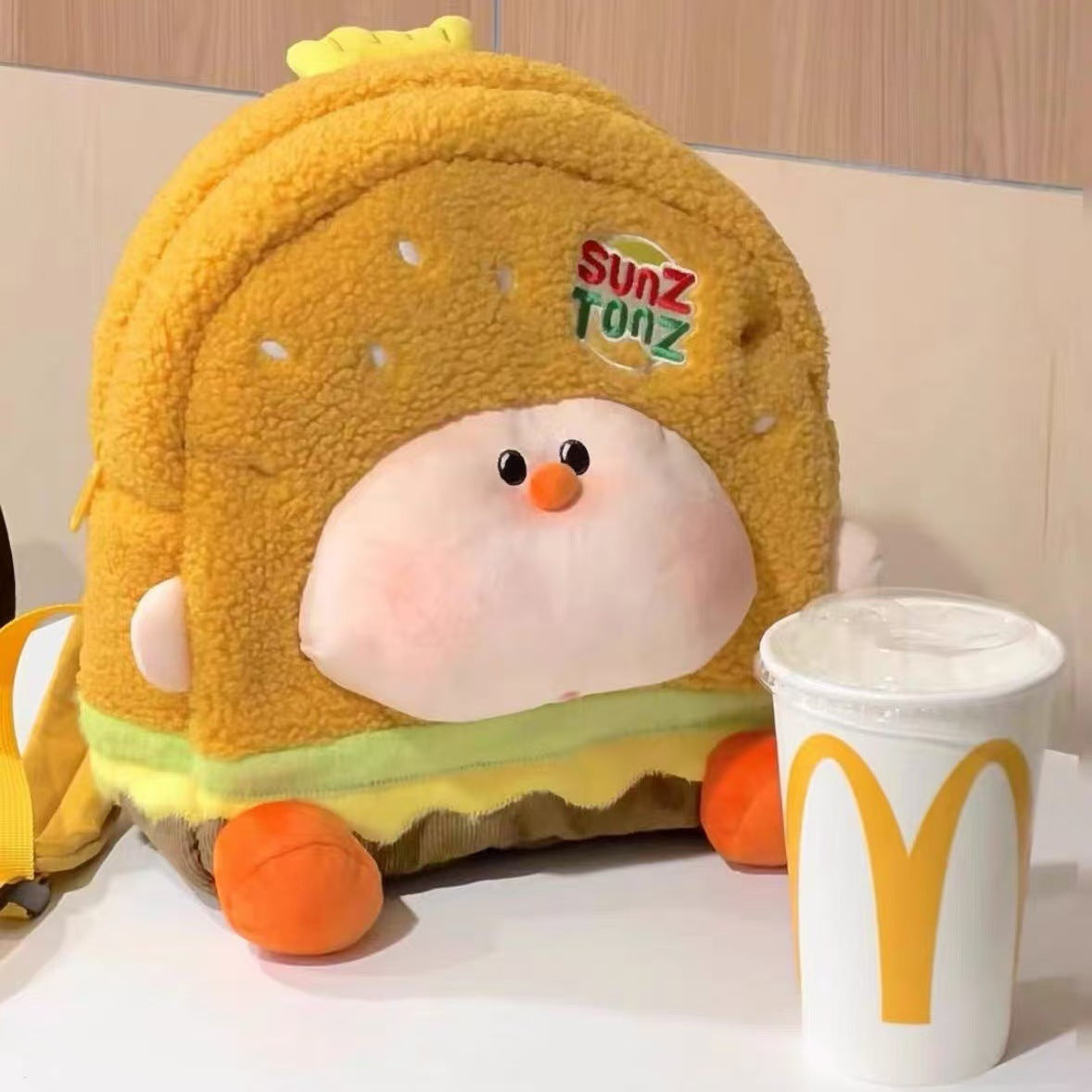 SIXSR 2025 Korean version cute soft cute hamburger schoolbag popular winter new fashion travel bag large capacity doll backpack