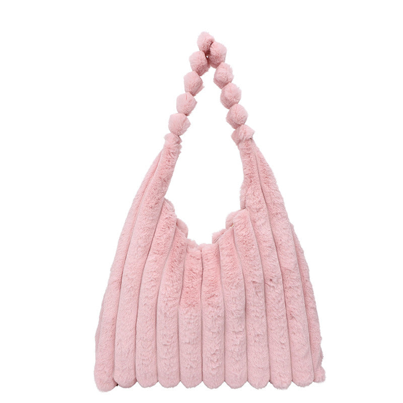 SIXSR 2025 Korean version of fashion plush shoulder bag popular new Mao Mao tote bag large capacity casual fashion winter shopping bag