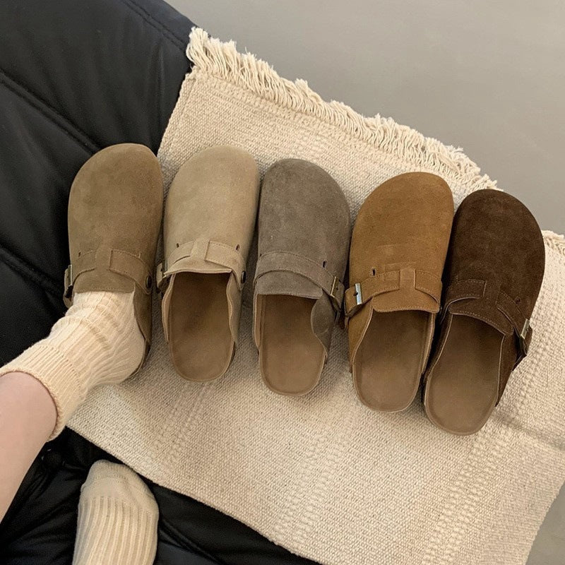2025 Inner heightening cork Birkenstocks women's platform spring and autumn winter new Mori retro Birkenstocks bag head half drag
