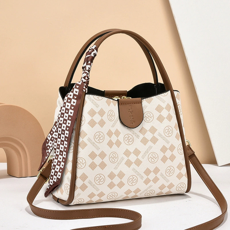 Women's bag new fashion versatile commuter casual silk scarf temperament shoulder messenger bag handbag bucket bag