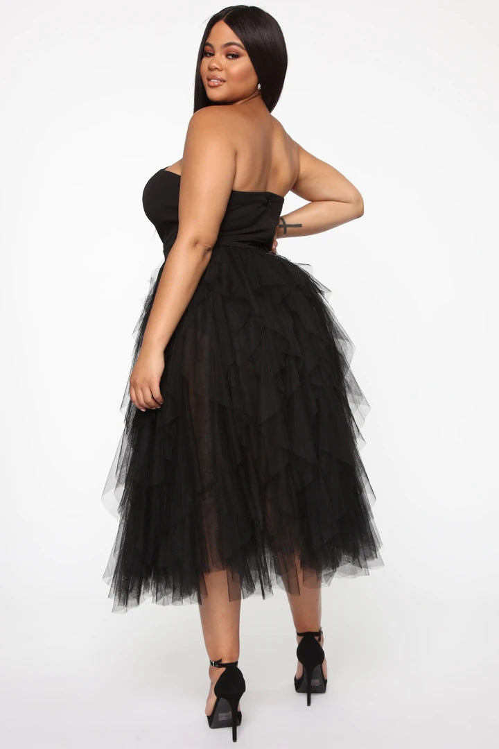 2025 autumn and winter Popular trade new products eBay New women's clothing swinging mesh tube top sexy evening dress