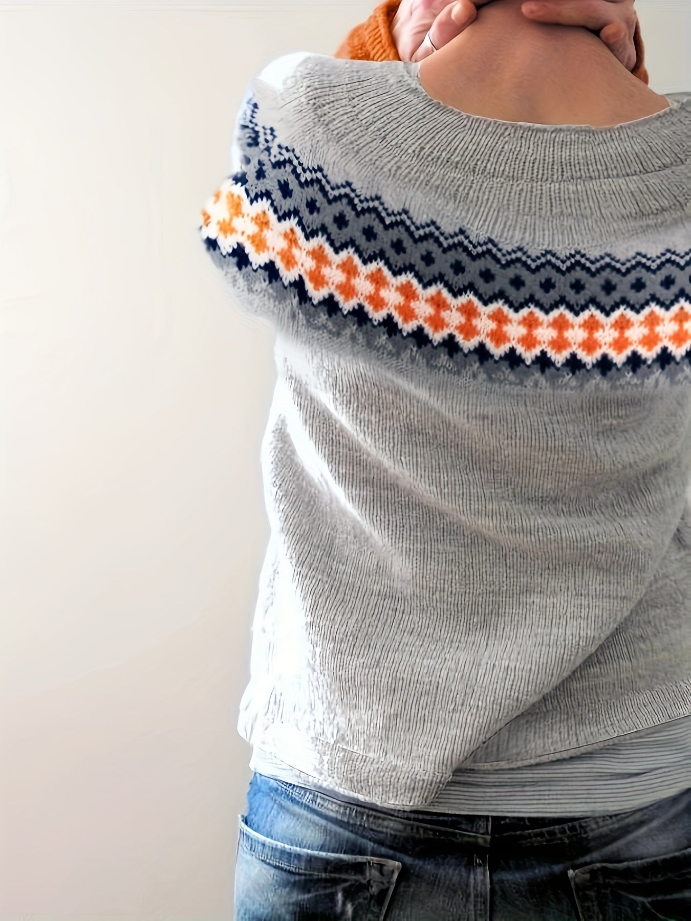 Sixsr Color Block Crew Neck Pullover Sweater, Casual Long Sleeve Sweater For Fall & Winter, Women's Clothing