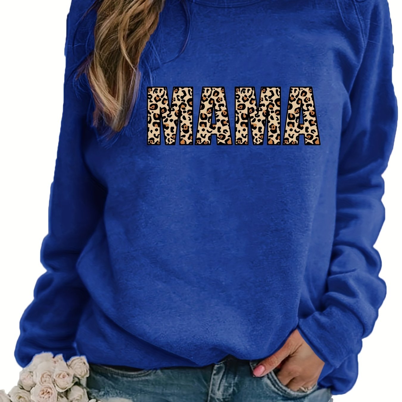 Sixsr Leopard Letter Print Pullover Sweatshirt, Casual Long Sleeve Crew Neck Sweatshirt For Fall & Winter, Women's Clothing