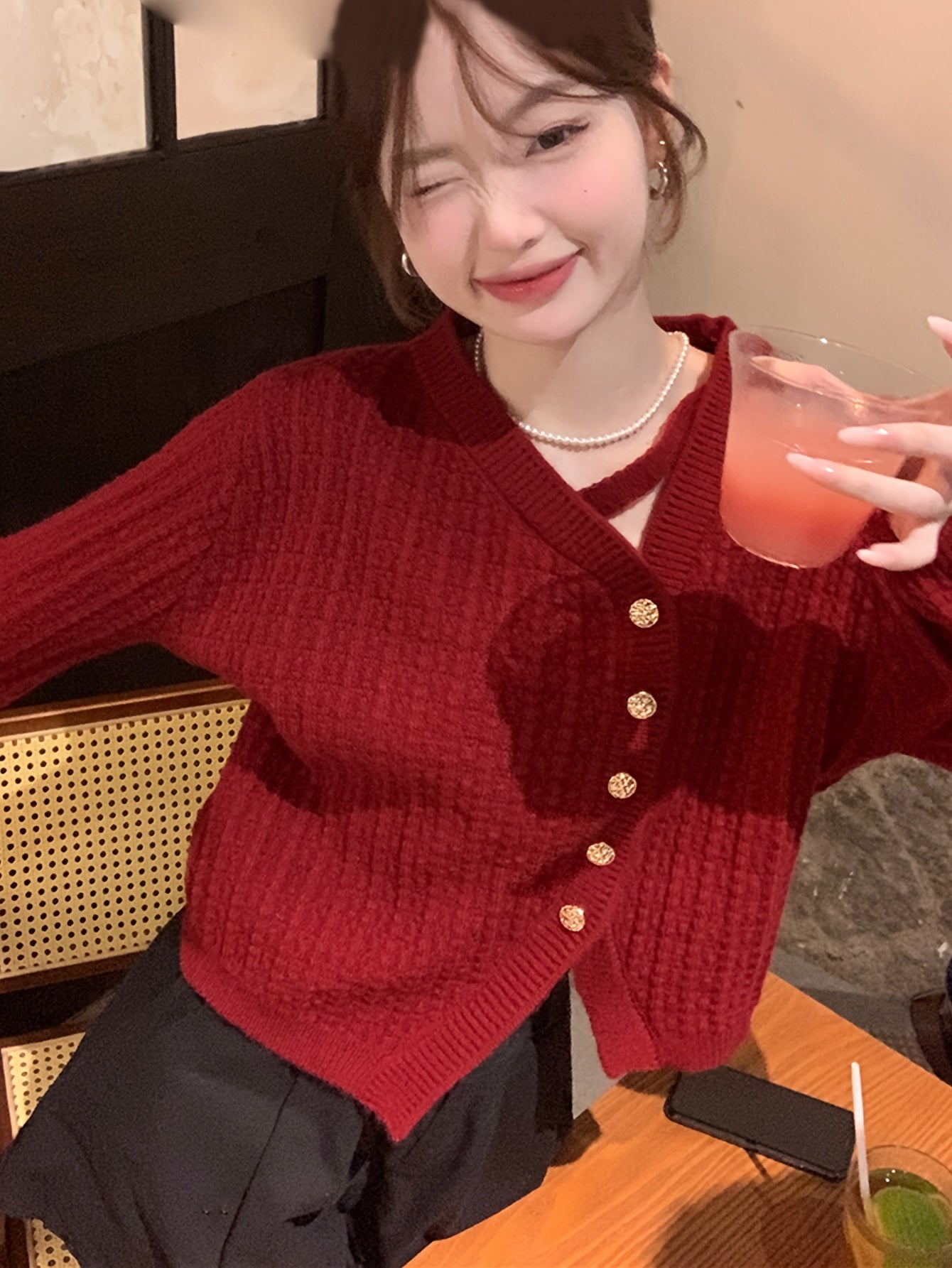 Sixsr Asymmetrical Solid Knit Cardigan, Casual Long Sleeve Sweater With Buttons, Women's Clothing