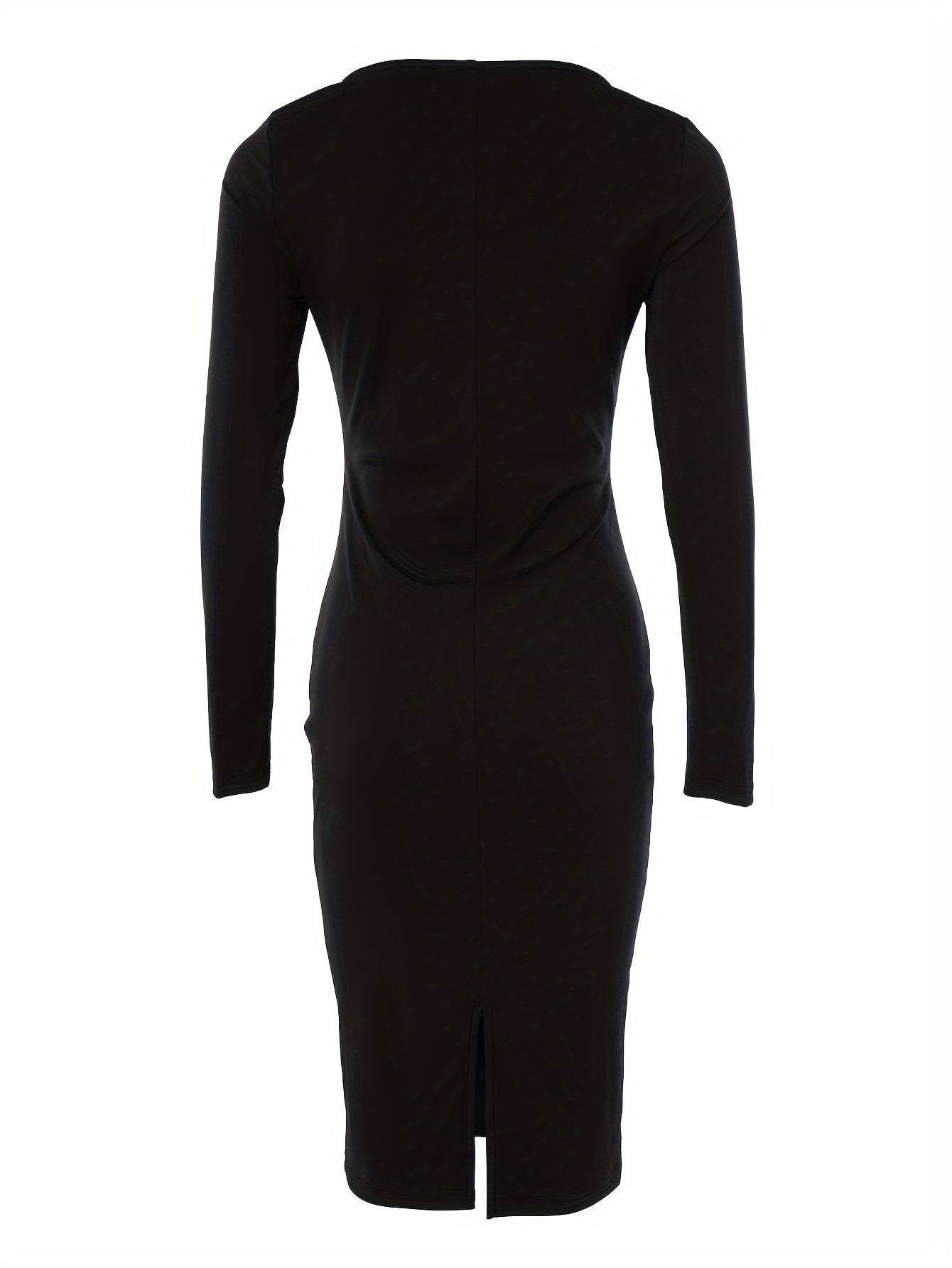 Sixsr Solid Squared Neck Dress, Elegant Bodycon Long Sleeve Dress, Women's Clothing