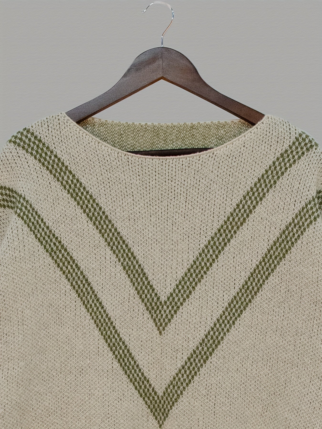 Sixsr Plus Size Casual Sweater, Women's Plus Stripe Print Long Sleeve Round Neck Jumper