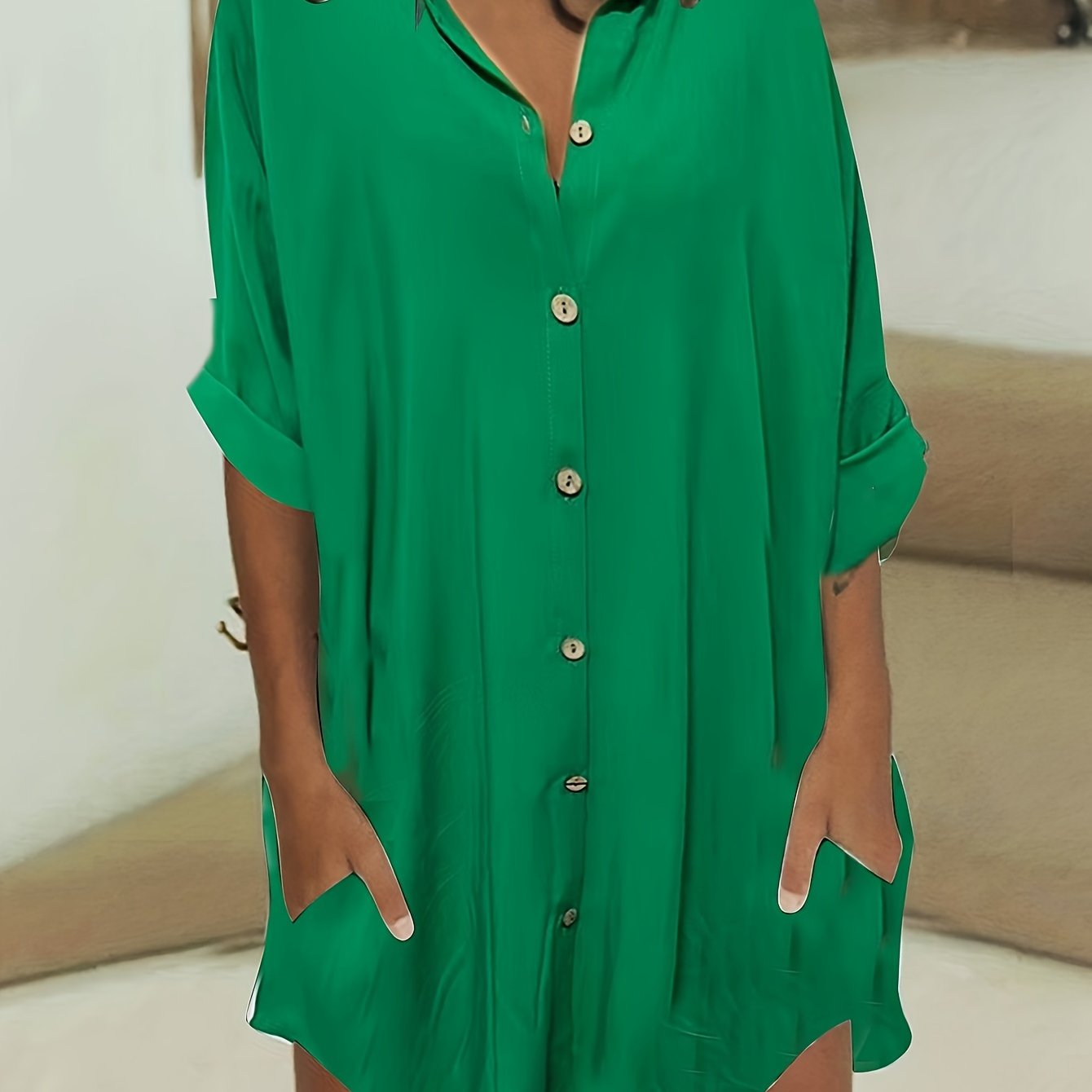 Sixsr Long Sleeve Shirt Dress, Button Up Casual Dress, Women's Clothing