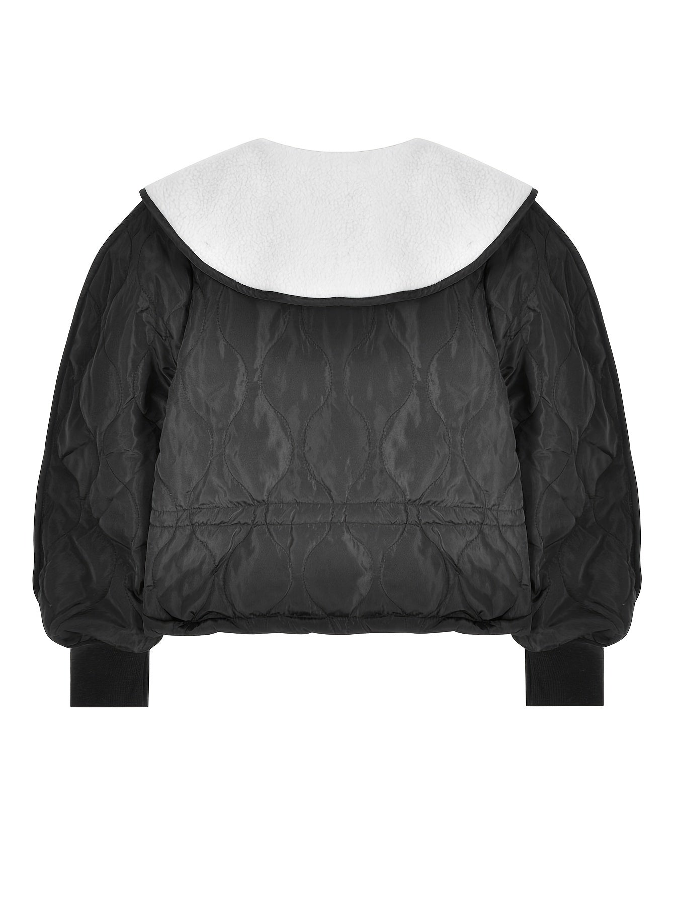 Sixsr Drawstring Zip-up Lapel Coat, Casual Thermal Long Sleeve Cinched Waist Coat , Women's Clothing