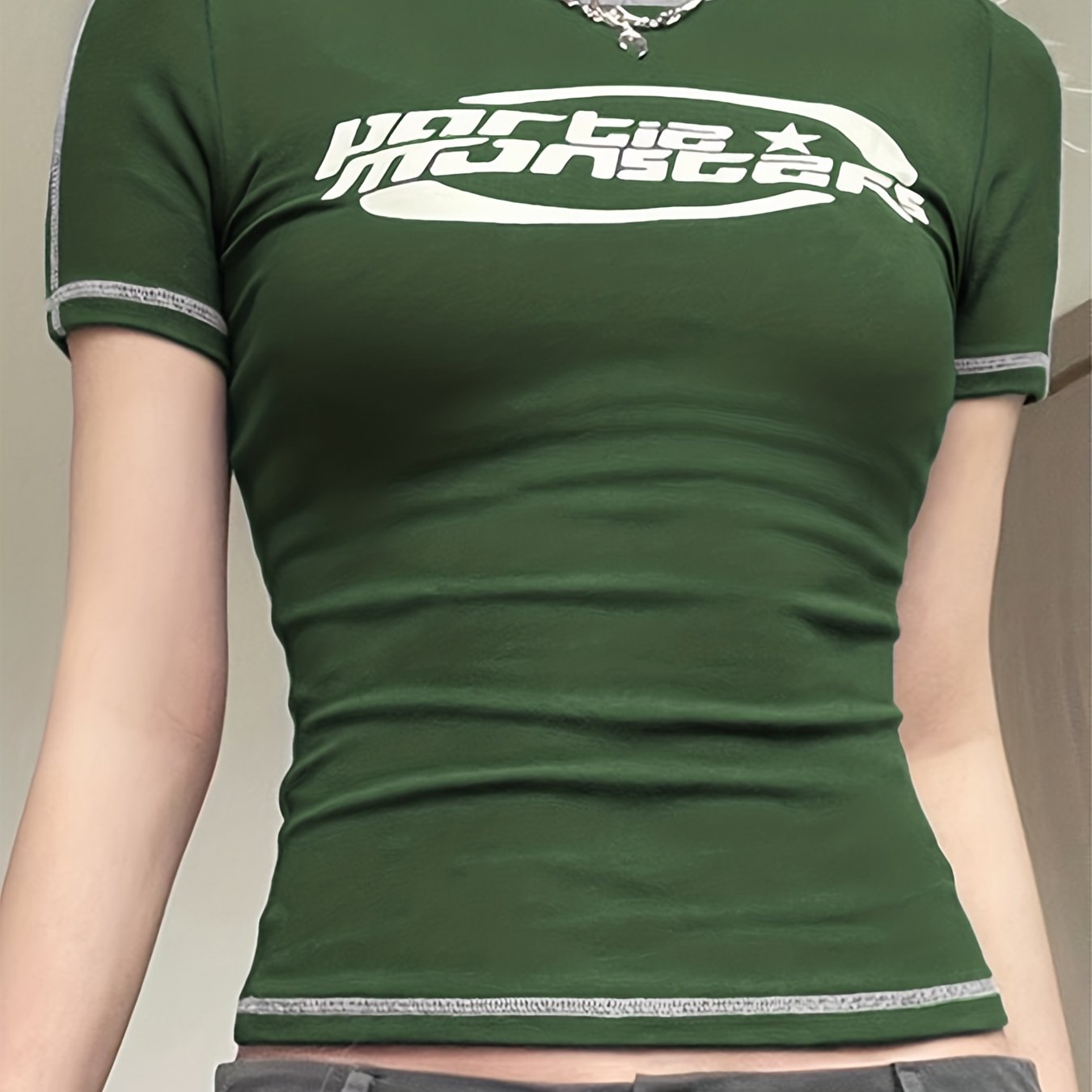 Sixsr Y2K Short Sleeve T-Shirt, Summer Casual Top, Women's Clothing