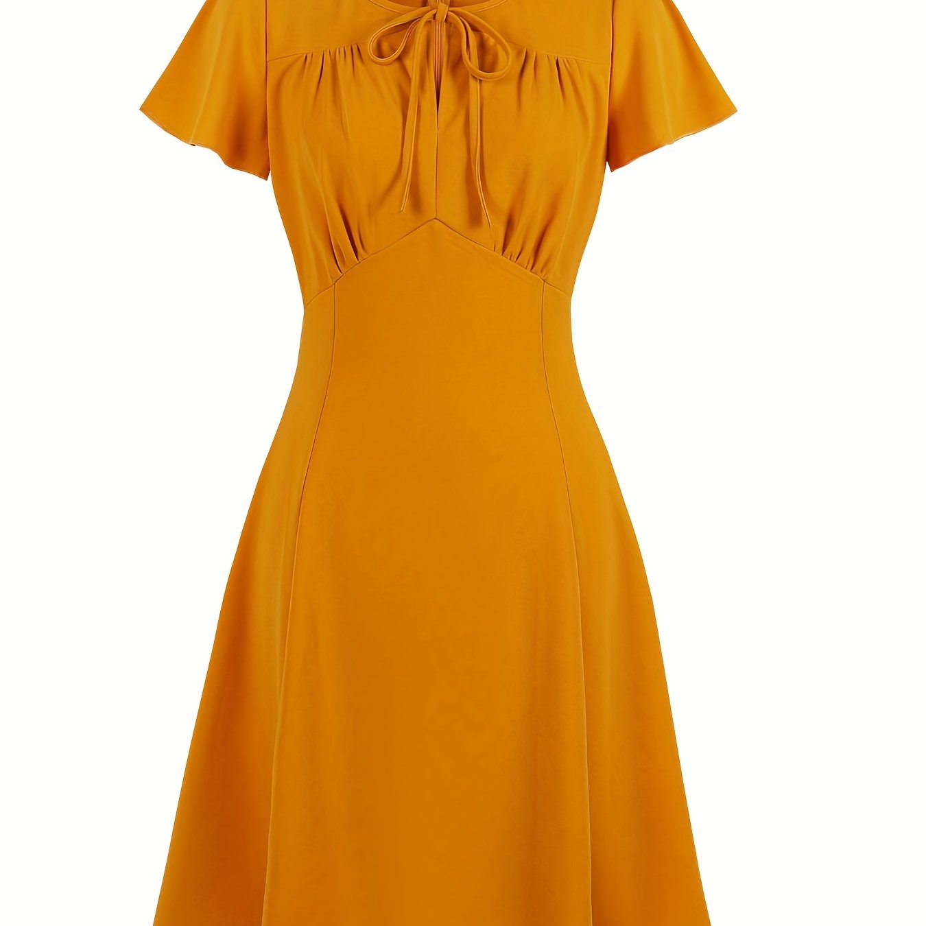 Women's Plus Size Retro Dress with Keyhole Detail and Ruched Waist for a Flattering and Stylish Look