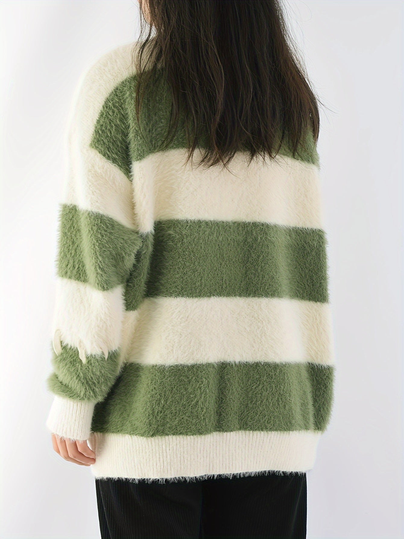 Sixsr Color Block Knitted Pullover Sweater, Casual Long Sleeve Sweater For Fall & Winter, Women's Clothing