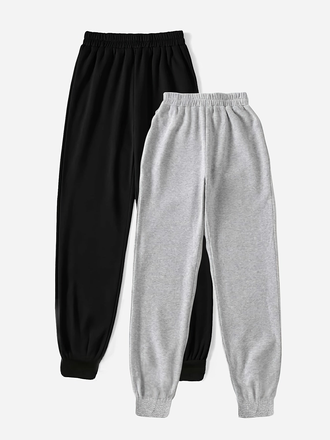 Sixsr Solid Workout 2 Pieces Pants, Casual Elastic Waist Jogger Pants, Women's Clothing